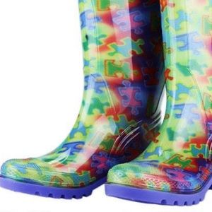 Colorful Autism Awareness Puzzle Rain Boots